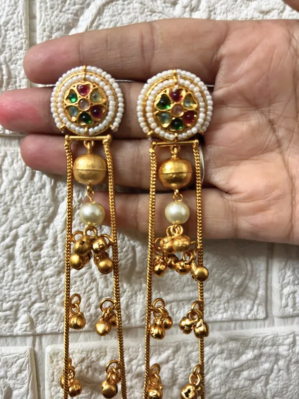 Gold_Plated_Kashmiri_Long_Drop_Earrings(Navratna)