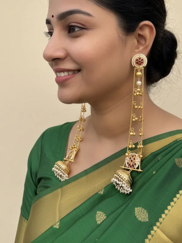 Gold_Plated_Kashmiri_Long_Drop_Earrings