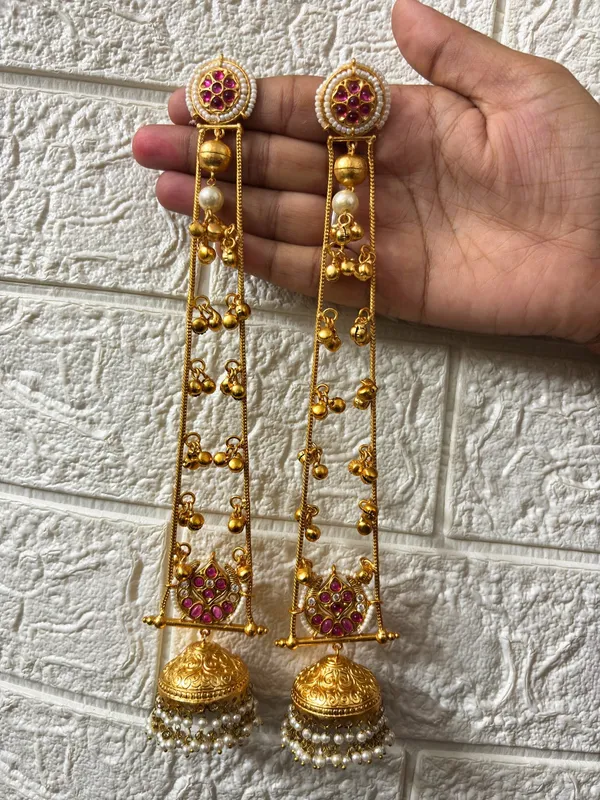 Gold_Plated_Kashmiri_Long_Drop_Earrings