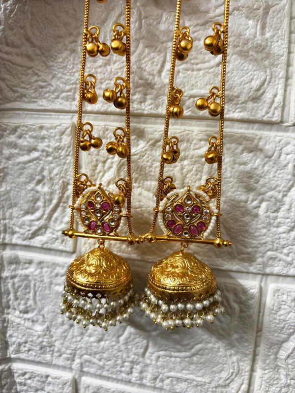 Gold_Plated_Kashmiri_Long_Drop_Earrings