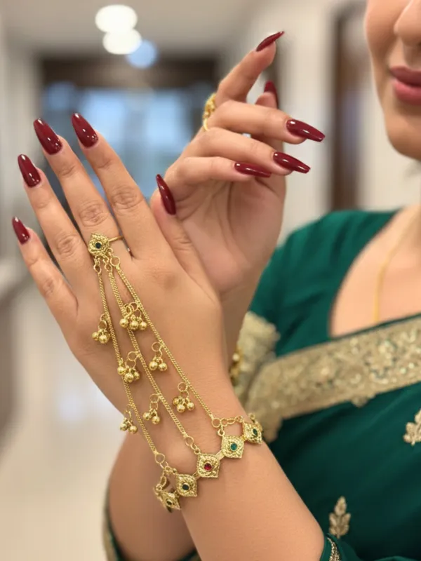 Gold-Plated_Kundan_Ring_Bracelet_With_Hathphool