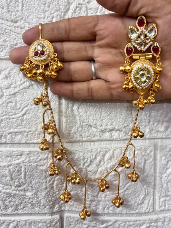 Gold_Plated_Kundan_Studded_Ear_Chain_Kanchain_Earrings