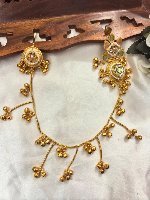 Gold_Plated_Kundan_Studded_Ear_Chain_Kanchain_Earrings