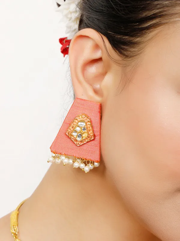 Gold_Plated_&_Peach_Pearl_Beaded_Jewellery_Set