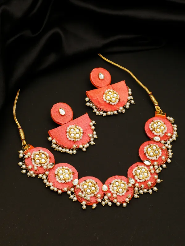 Gold_Plated_&_Pearl_Sky_Peach_Beaded_Jewellery_Set