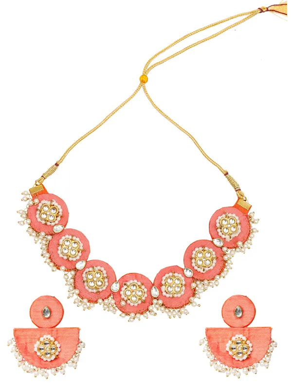 Gold_Plated_&_Pearl_Sky_Peach_Beaded_Jewellery_Set