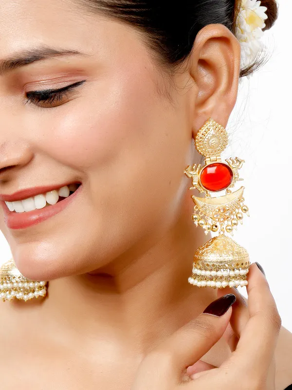 Gold-Plated_Stones_Studded_&_Beaded_Dome-Shaped_Jhumkas