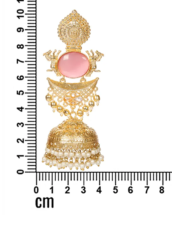 Pink_Gold-Plated_Stones_Studded_&_Beaded_Dome-Shaped_Jhumkas