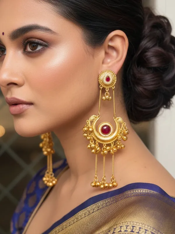 Kashmiri_Gold_Plated_Drop_Earrings
