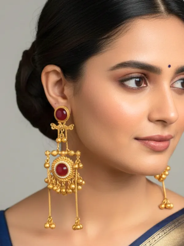 Kashmiri_Gold_Plated_Drop_Earrings