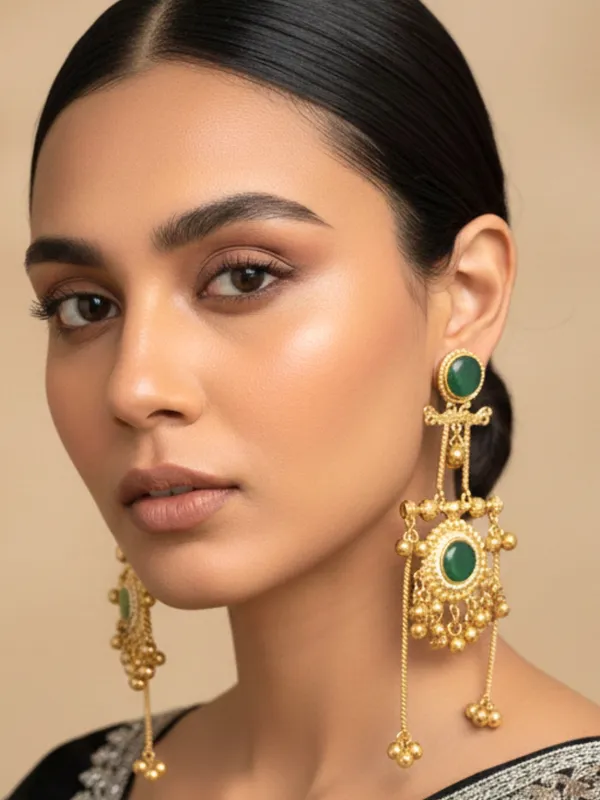 Kashmiri_Gold_Plated_Drop_Earrings