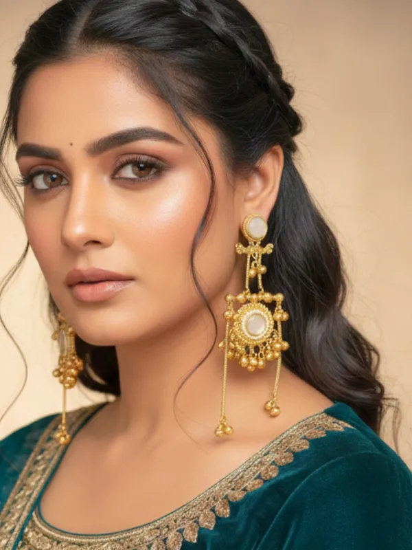 Kashmiri_Gold_Plated_Drop_Earrings