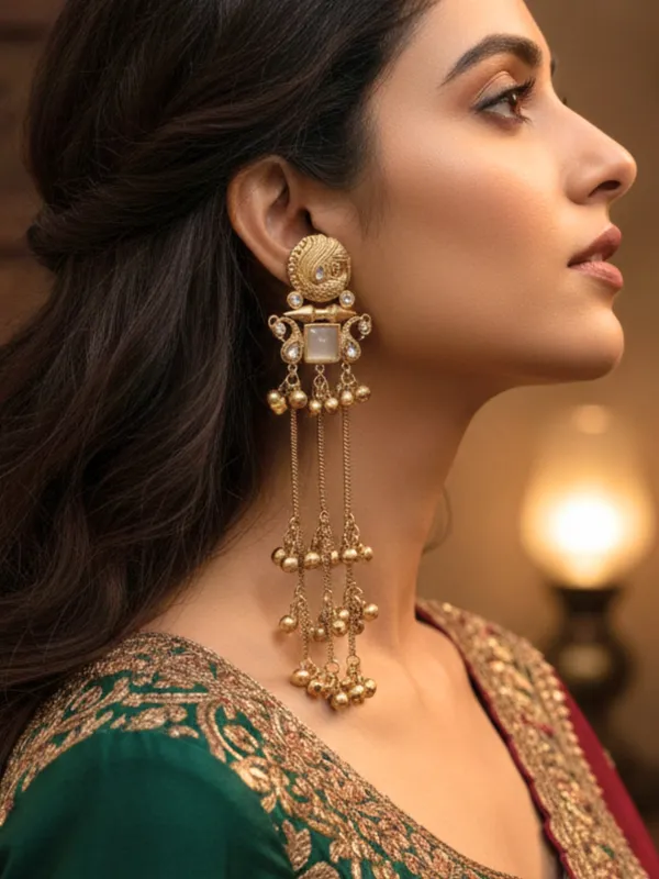 Kashmiri_Gold-Plated_Drop_Earrings