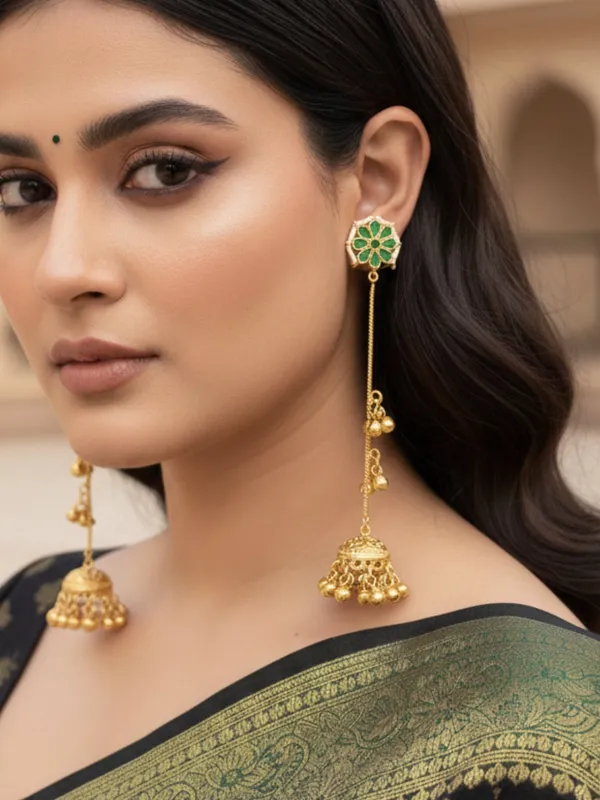 Kashmiri_Gold_Plated_Drop_Earrings