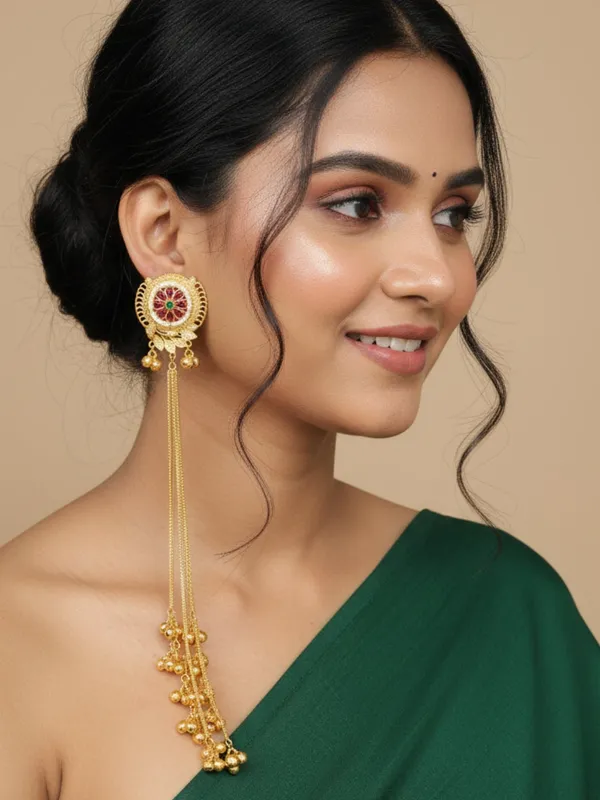 Kashmiri_Long_Drop_Earrings_(Center_Green_Moti)