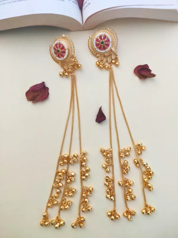 Kashmiri_Long_Drop_Earrings_(Center_Green_Moti)