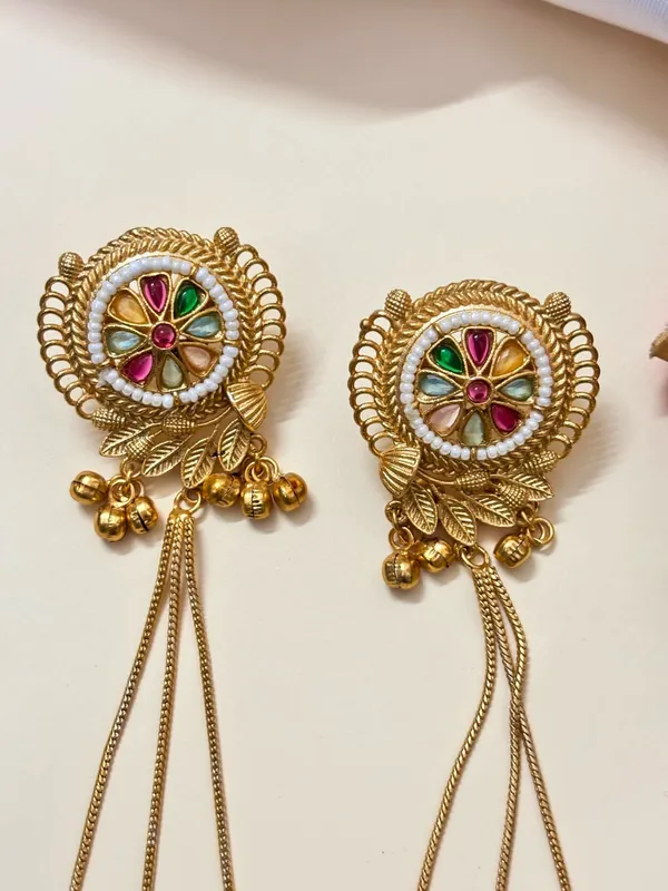 Kashmiri_Long_Drop_Earrings_(Navratan_Color)
