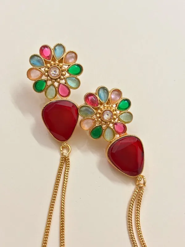 Kashmiri_Long_Drop_Floral_Earrings