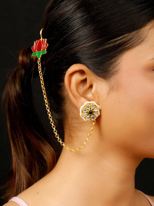 Kundan_Chain_Earrings_Green