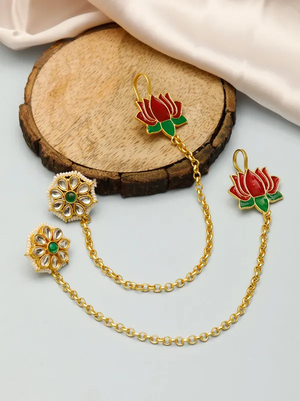 Kundan_Chain_Earrings_Green