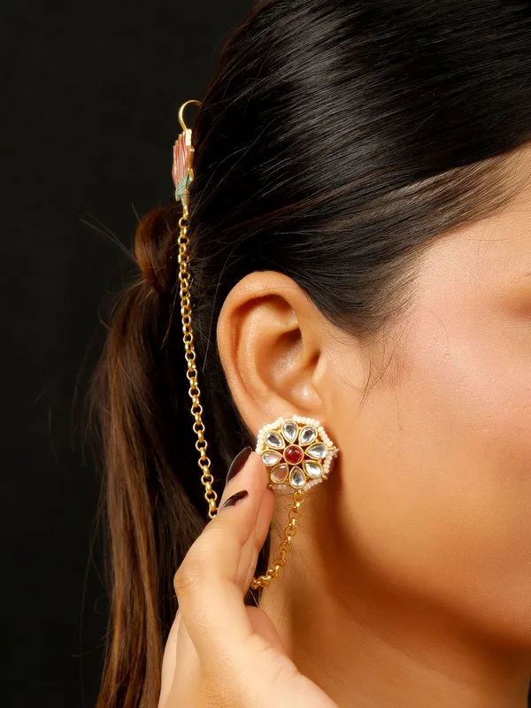 Kundan_Chain_Earrings_Red