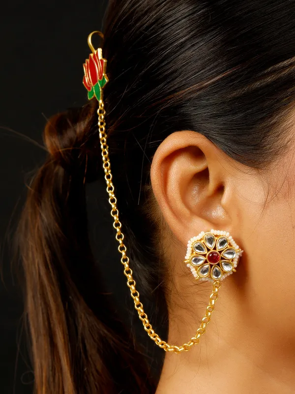 Kundan_Chain_Earrings_Red