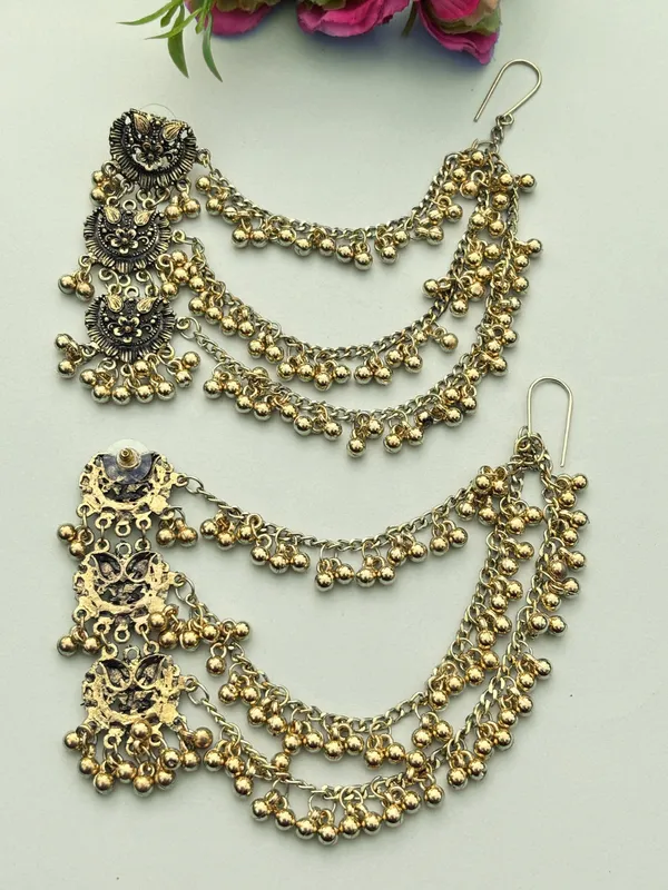 Oxidised_3_Layered_Ear_Chain_Drop_Earrings