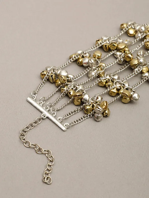 Oxidised_Dual_Tone_Multi-Layered_Chain_Bracelet_With_Ghungroo