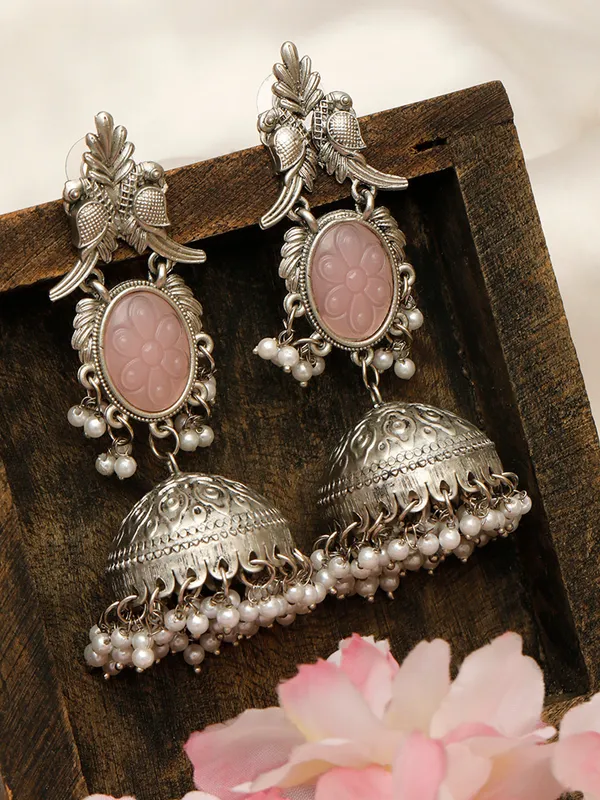 Oxidised_Silver_Plated_Peacock_Shaped_Jhumkas_Earrings