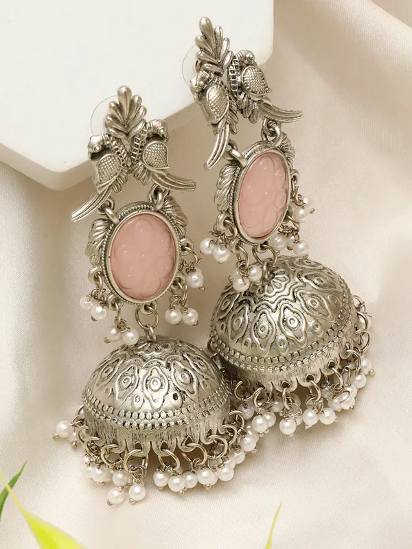 Oxidised_Silver_Plated_Peacock_Shaped_Jhumkas_Earrings
