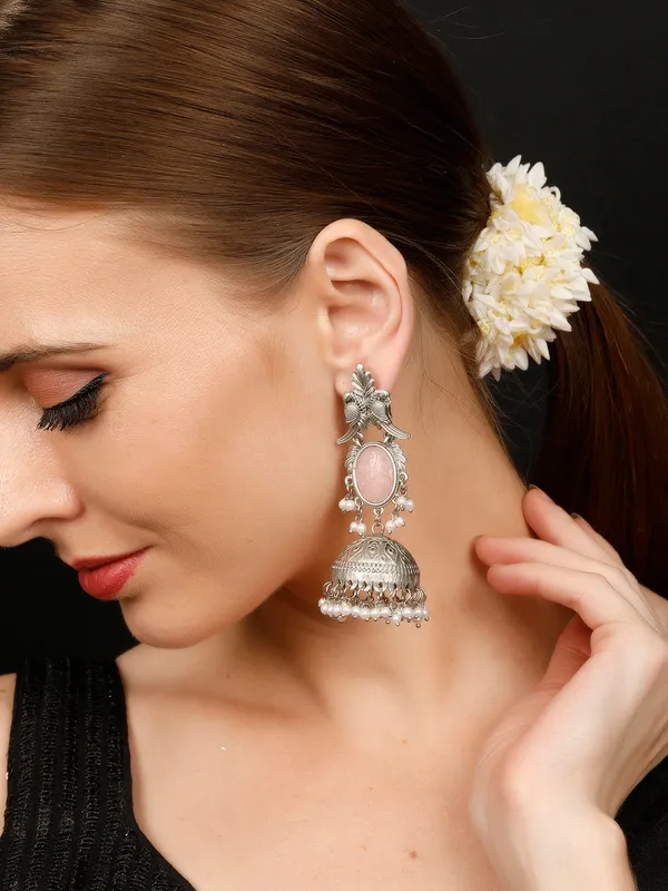 Oxidised_Silver_Plated_Peacock_Shaped_Jhumkas_Earrings