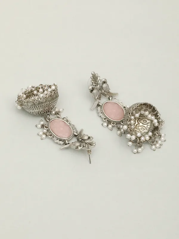 Oxidised_Silver_Plated_Peacock_Shaped_Jhumkas_Earrings