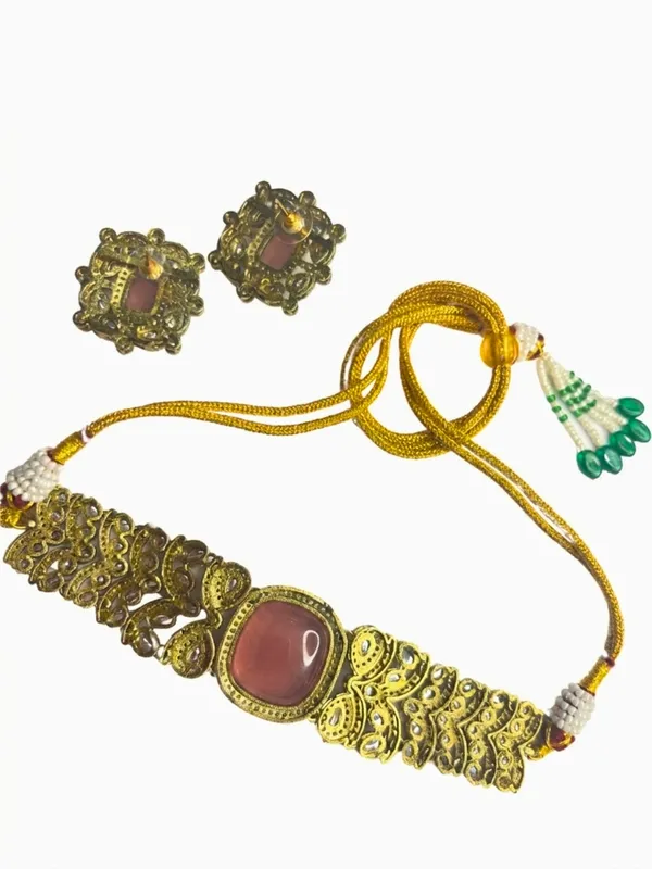Pink_Kundan-Studded_Cubic_Zirconia_Golden_Necklace_Set