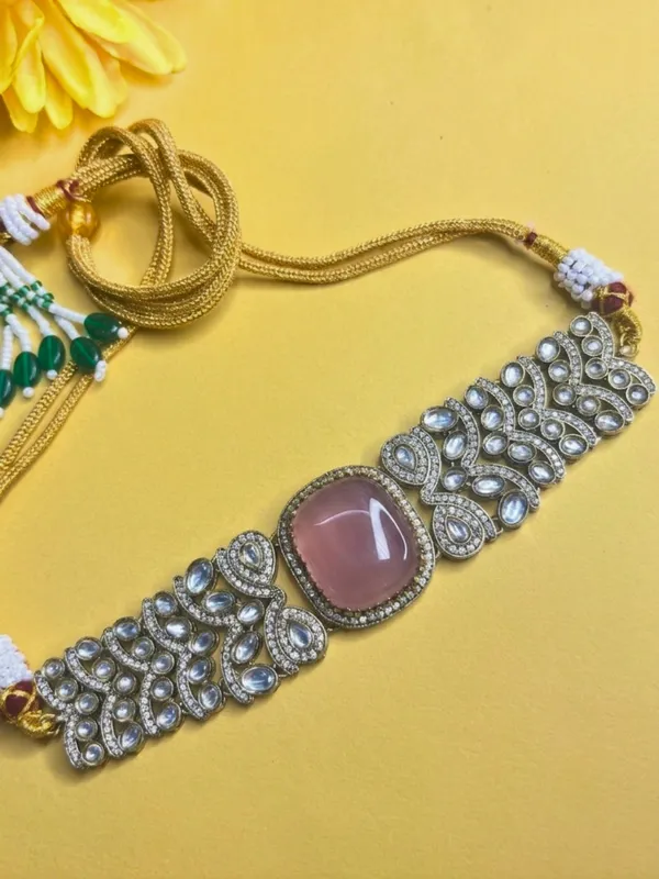 Pink_Kundan-Studded_Cubic_Zirconia_Golden_Necklace_Set