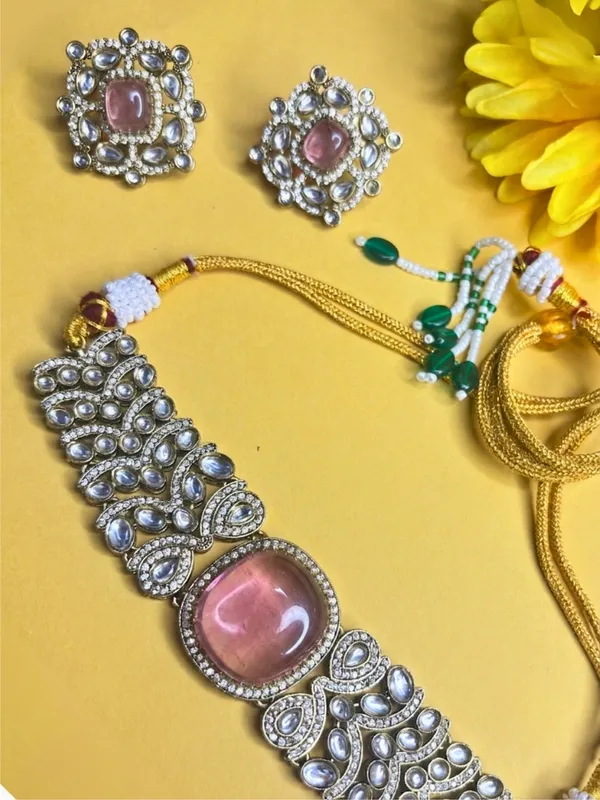 Pink_Kundan-Studded_Cubic_Zirconia_Golden_Necklace_Set