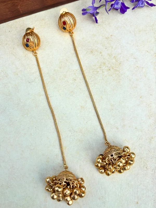 Rose_Gold-Plated_Stones_Studded_&_Beaded_Dome-Shaped_Jhumkas