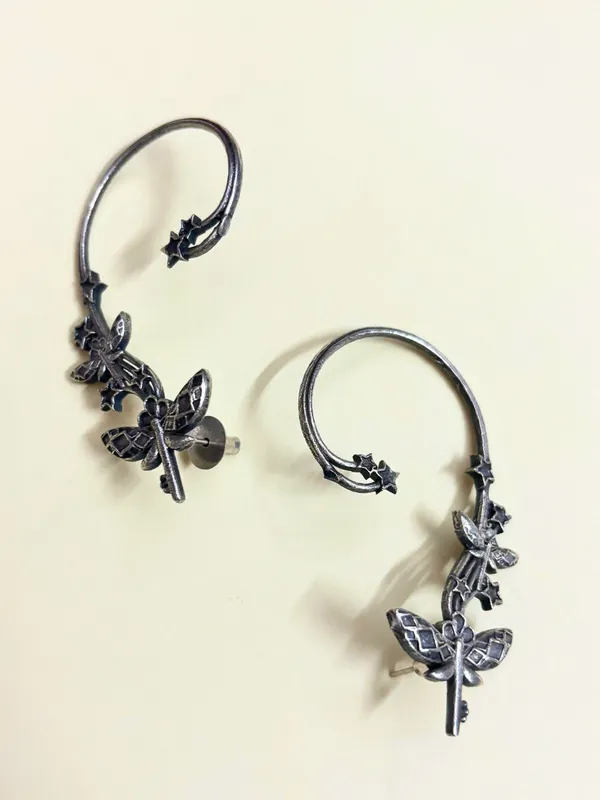 Silver_Plated_Butterfly_Contemporary_Ear_Cuff_Earrings