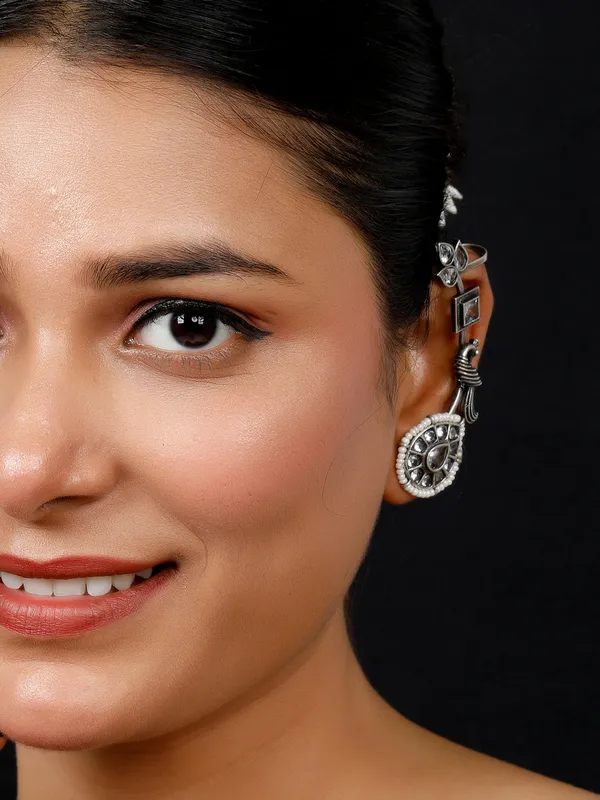 Silver_Plated_Contemporary_Ear_Cuff_Earrings
