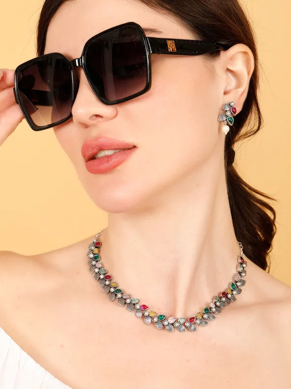 Silver_Plated_Oxidised_Choker_Necklace_Set