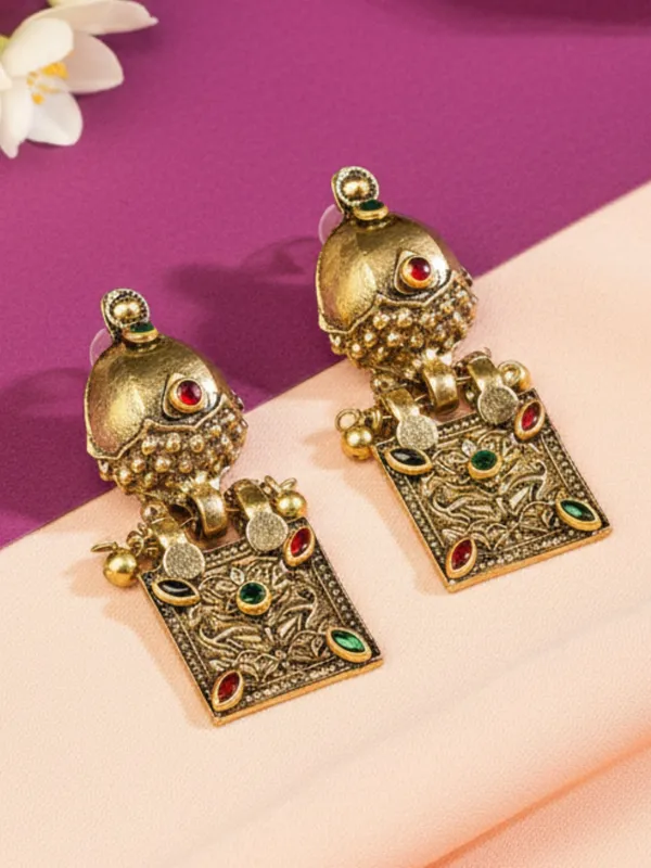 Gold_Plated_Oxidised_Choker_Necklace_And_Earrings