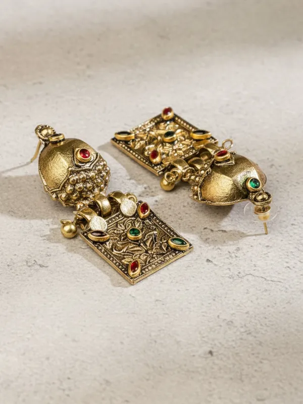 Gold_Plated_Oxidised_Choker_Necklace_And_Earrings