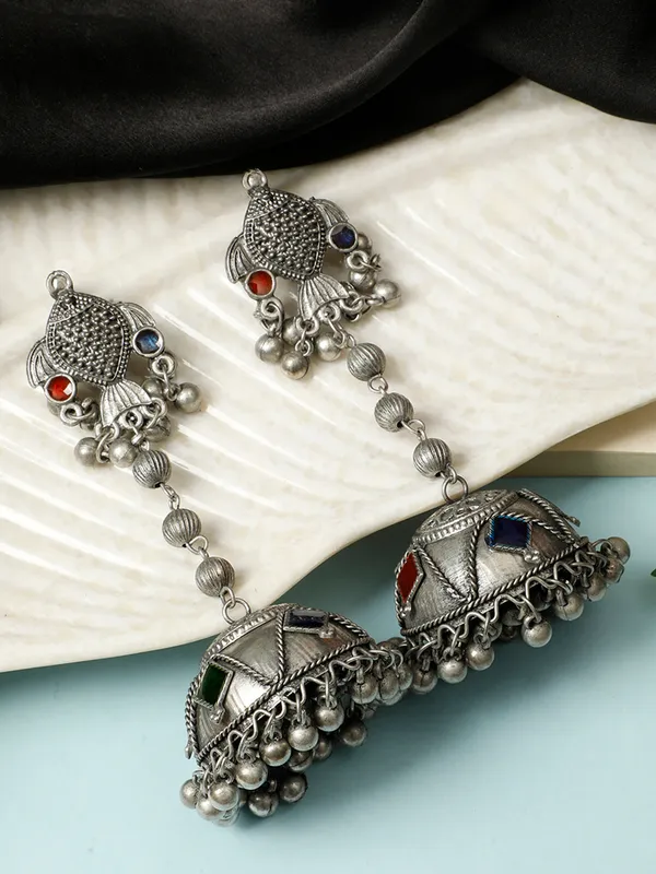 Silver-Plated_Stone_Studded_Dome_Shaped_Jhumkas