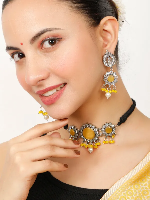 Silver-Plated_Yellow_Oxidised_Jewellery_Set