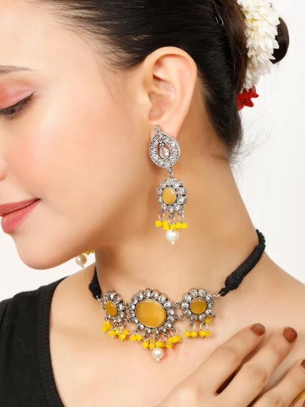 Silver-Plated_Yellow_Oxidised_Jewellery_Set