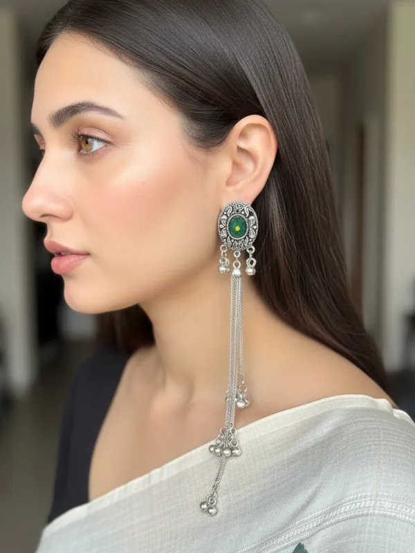 Silver_Toned_Oxidised_Kashmiri_Long_Drop_Earrings