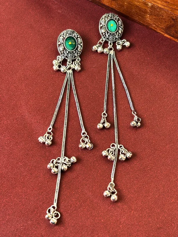 Silver_Toned_Oxidised_Kashmiri_Long_Drop_Earrings