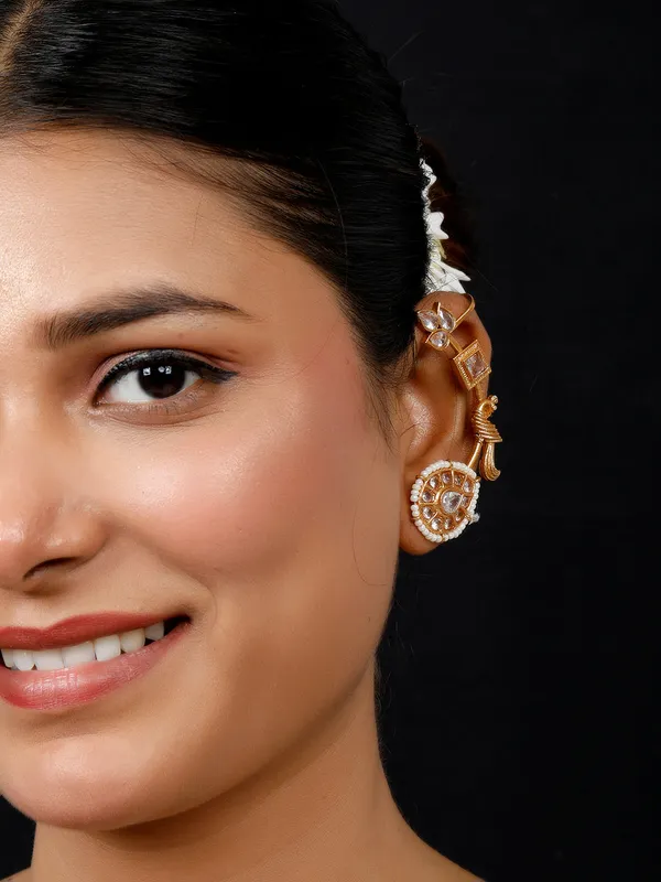 Gold_Plated_Contemporary_Ear_Cuff_Earrings