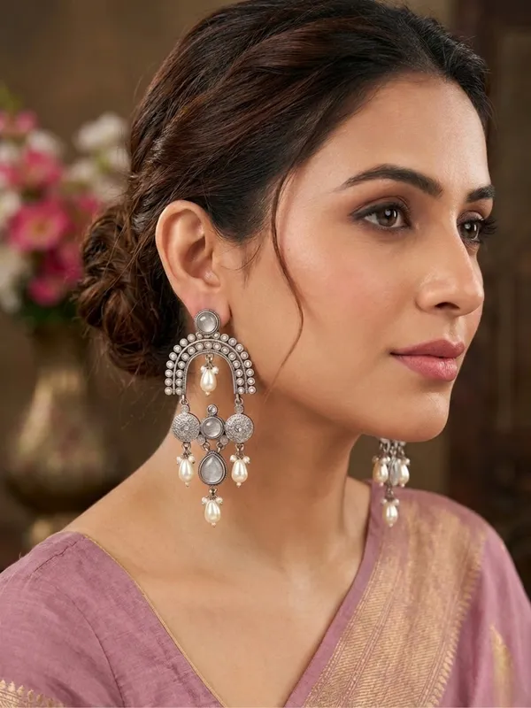 White_Stone_&_Pearl_Embellished_Oxidised_Statement_Chandbali_Earrings