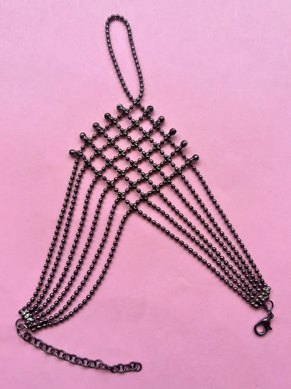 Women_Black_Rhodium-Plated_Handcrafted_Hathphool_Wraparound_Ring_Bracelet_Set