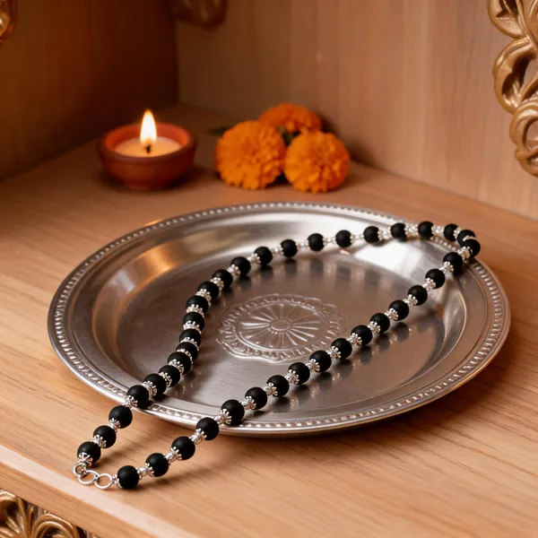 Karungali_Mala_(Silver-Coated)_With_Free_Panchmukhi_Rudraksha